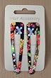 Ladies Hair Accessories - Card of 2 Black Sleepies With Bright Floral Print. Length 7cm.