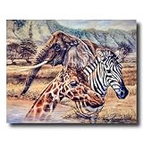 African Elephant Zebra Giraffe Animal Wildlife Home Decor Wall Picture 16x20 Art Print