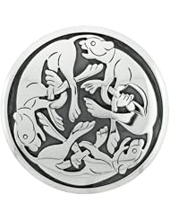 Sterling Silver Celtic Lion Mandala Pendant Brooch-Pin, 2 inch wide
