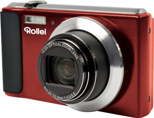 Rollei Powerflex 800 Bundle Digitalkamera (14 Megapixel, 12,5-Fach opt. Zoom, 6,9 cm (2,7 Zoll) LCD, 24mm Weitwinkelobjektiv)  inkl.Tasche, 4GB Speicherkarte rot