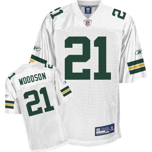 Reebok Green Bay Packers Charles Woodson Youth Replica White Jersey Medium
