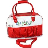Dog Puppy Pet Flower Travel Carrier Bag Tote Red white