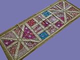 Review NovaHaat  / BEADED SARI KHAKI RUNNER TAPESTRY INDIAN WALL HANGING