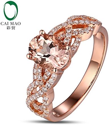 Caimao 1.79ct Oval Shape Morganite &amp; 14ct Rose Gold Diamond Engagement Ring