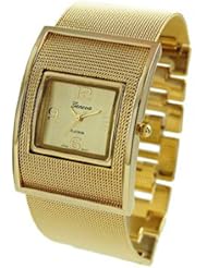 Geneva Platinum Womens 2120.Gold Gold Stainless-Steel Quartz Watch with Gold Dial