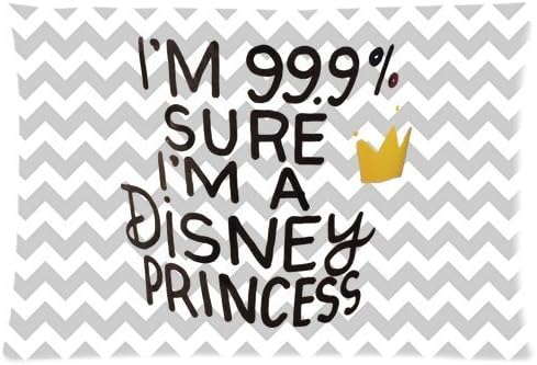 Stylish Grey and White Chevron Pattern I'm 99.9% Sure I'm a Disney Princess Pillowcase 20x30 inches (Two sides)