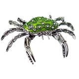 Green Crab Enameled Bejeweled Crystal Trinkt Box