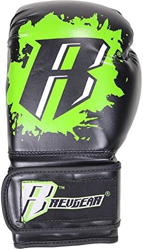 Revgear Kids Boxing MMA Gloves - Combat Series Youth Boxing Gloves for Kids, Toddler Boxing Gloves, Kids Boxing, MMA, Muay Thai, Krav Maga Training Designed To Fit Kid's Hands (Green/Black, 10 OZ)