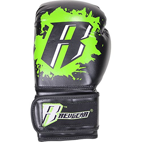 Revgear Kids Boxing MMA Gloves - Combat Series Youth Boxing Gloves for Kids, Toddler Boxing Gloves, Kids Boxing, MMA, Muay Thai, Krav Maga Training Designed To Fit Kid's Hands (Green/Black, 10 OZ)