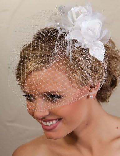 Birdcage Veil with Beaded Flower