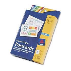 Avery 8380 Ink Jet Postcards, 4 x6, Matte White, 100 per Box