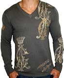 CHRISTIAN AUDIGIER Ed Hardy Mens Platinum Wool Blend Cashmere V Neck Knit Sweater Shirt 51x0e2ZyxpL. SL160 CHRISTIAN AUDIGIER Ed Hardy Mens Platinum Wool Blend Cashmere V Neck Knit Sweater Shirt