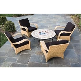 Alfresco Home 21-0698 Blini Lounge Chair Beverage Chat Table Set