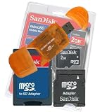 Secure Digital (SD) Multimedia Mobility Combo Kit of Sandisk 2GB microSD, SD Adapter, miniSD adapter and USB (Secure Digitial) SD High Speed Orange Color Card Reader / Writer