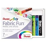 Pentel Products - Pentel - Fabric Pastel Dye Sticks, Assorted, 7/Set - Sold As 1 Set - Brilliant, acid-free pigment in easy-to-use dye sticks. - Draw or stencil design on fabric, cover with soft paper and set by pressing with iron. - Once set, design is permanent and washable.