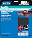 Norton 48058 Sandwet 5-Pack Sandpaper 600 Grit, 9-Inch x 11-Inch Sheets