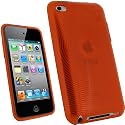 iGadgitz Spiral Orange Durable Crystal Gel Skin Case Cover (Thermoplastic Polyurethane TPU) for Apple iPod Touch 4th Generation 8gb, 32gb, 64gb + Screen Protector