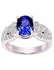 14K White Gold Tanzanite and Diamond Ring -- LIFETIME WARRANTY