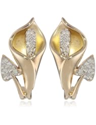 10K Gold Calla Lily Diamond Earrings (1/10 Cttw, I-J Color, I2-I3 Clarity)