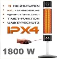Design Infrarot Heizstrahler CH1800RE mit Fernbedienung , 4 Heizstufen und Timerfunktion / Carbonstrahler mit 1800 Watt als Terrassenheizer bzw. Terrassenstrahler ideal geeignet. Infrarotstrahler f�r Indoor und Outdoor.