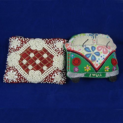 Beaded Small Zipper Pouch Coin Case Embroidered Hand Purse Handmade Kids Handbag India Gift Pouch