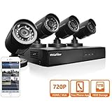 LaView 4 HD 720P Camera Security System, 8 Channel 720P HD-TVI DVR w/1TB HDD and 4 720P HD Black Bullet Surveillance Camera Kit