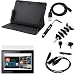 GTMax Black Premium Leather Case Folio with Built-in Stand + LCD Screen Protector + Mini Stylus with 3.5mm Plug + USB Data Cable + Y Extension Cable + Microphone Headset + Headset Wrap for Sony Tablet S1