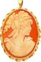 14K Yellow Gold Shell Cameo Pin Pendant Jewelry New |B