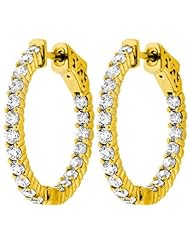 1.50 ct. tw Round Cut Diamond Inside Outside Hoop Earrings - E-F VS1 - 14 Kt. Yellow Gold