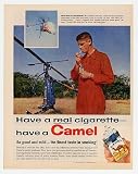 1958 Dick Peck Camel Cigarette Whirlybird Copter Print Ad (7248)