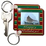 Beverly Turner Christmas Design and Photography - Female Cardinal on Ice Merry Christmas Frame - Key Chains
