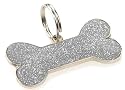 K9 Glitter Bone Identity Tag, Silver, Gift Boxed