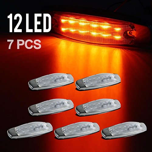 Partsam 12LED Amber Peterbilt Type Marker Clearance Light Sleeper Panel Light Clear Lens
