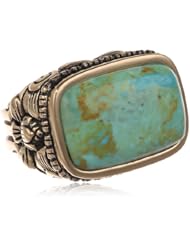Barse "Basics" Genuine Turquoise Scrolled Bronze Ring