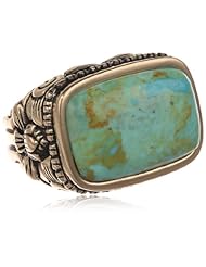 Barse "Basics" Genuine Turquoise Scrolled Bronze Ring