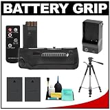 Vertical Battery Grip with Remote + (2) BLS-1 Batteries + Charger + Tripod + Cleaning Kit for Olympus E-620 Digital SLR Camera
