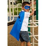 Abracadabrazoo Set of 10 Superhero Deluxe Party Favor Kit Kids Blue Capes Blue Satin Masks Bat Shapes Bulk Lot Whole