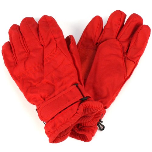 Kids 7-12 Years Winter Thinsulate 3M Waterproof Velcro Ski Snow Grip Gloves Red