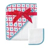 Hudson Baby Woven Hooded Towel and Washcloth Set, Dark Pink by Hudson Baby [並行輸入品]