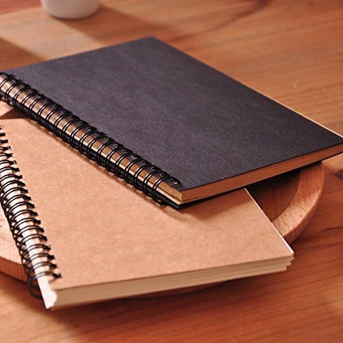 Okcolorfal A5 Blank Sketch Pad Durable Kraft Paper Spiral Bound Sketchbook For Drawing Perfect For Teens &amp; Artists - 8.3''×5.7''(Black and Brown, 50 Sheets)