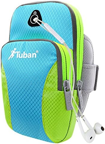 KETM Best Running Phone Holder Case Arm Band Strap With Zipper Pouch/ Mobile Exercise Workout For Apple iPhone 6 6S Gold Plus iPod Touch Android Samsung Galaxy S5 S6 S7 Note 4 5 LG HTC (Blue-green)