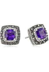 Sterling Silver Black and White Diamond Gemstone Earrings