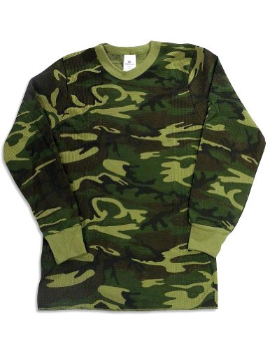 Indera - Mens Long Sleeve Camouflage Thermal Top, Olive, 812LS (Size XX-Large)