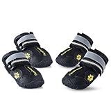 Uarter Waterproof Pet Boots for Large Dogs Labrador Husky Shoes 4 Pcs in Size 7 Black