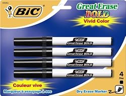 BIC Great Erase Bold Color Dry Erase Marker, Fine Point, Black, 24 Dry Erase Markers