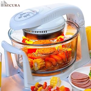 Secura Digital Halogen Infrared Turbo Convection Countertop Oven Deluxe Package w/Extender Ring;Tong;Cook Racks 798DH