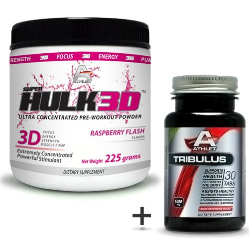 Athlet Super Hulk3d Pre-workout Powder 225 Gr Raspberry Flash -F ocus- Free Tribulus