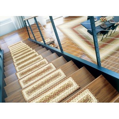Cotton Braided Olive Stair Treads (Set of 13) Shape: Oval