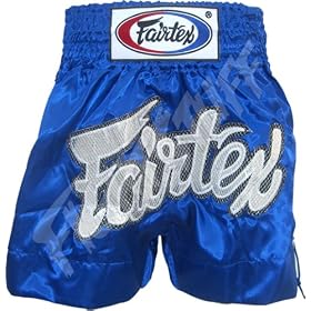 Fairtex Blue Satin with Silver Mesh and Laces Muay Thai Shorts