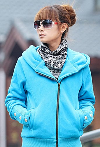 パーカー スウェット フード 韓国セレブ　パーカー　フード付き　スタッズ　大きい　カラフル　ライダース　ジップ　エレガント　シンプル　シルエット　豊富　カラー　スウェット　着心地　暖かい ブルー (オリジナル・ブレスレットとサシェセット)